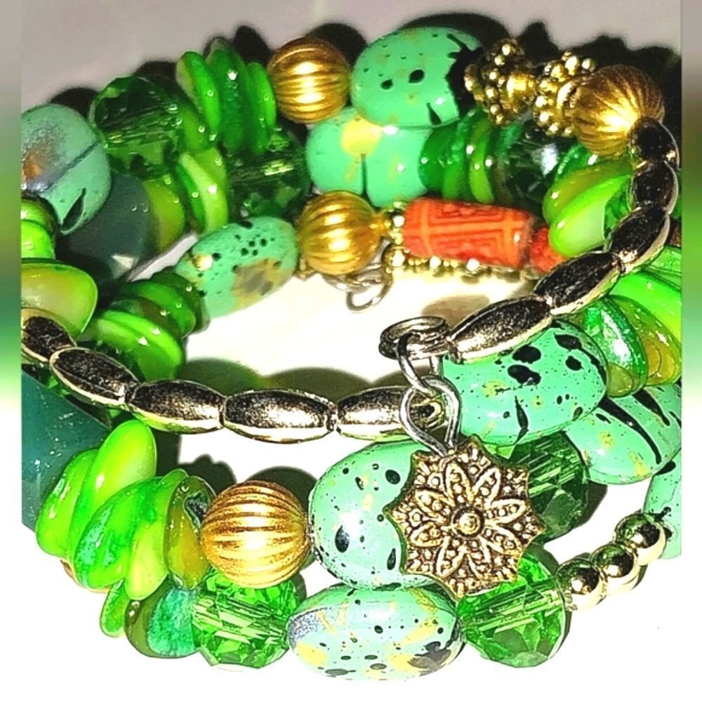 Vintage Beaded spiral bracelet/choker